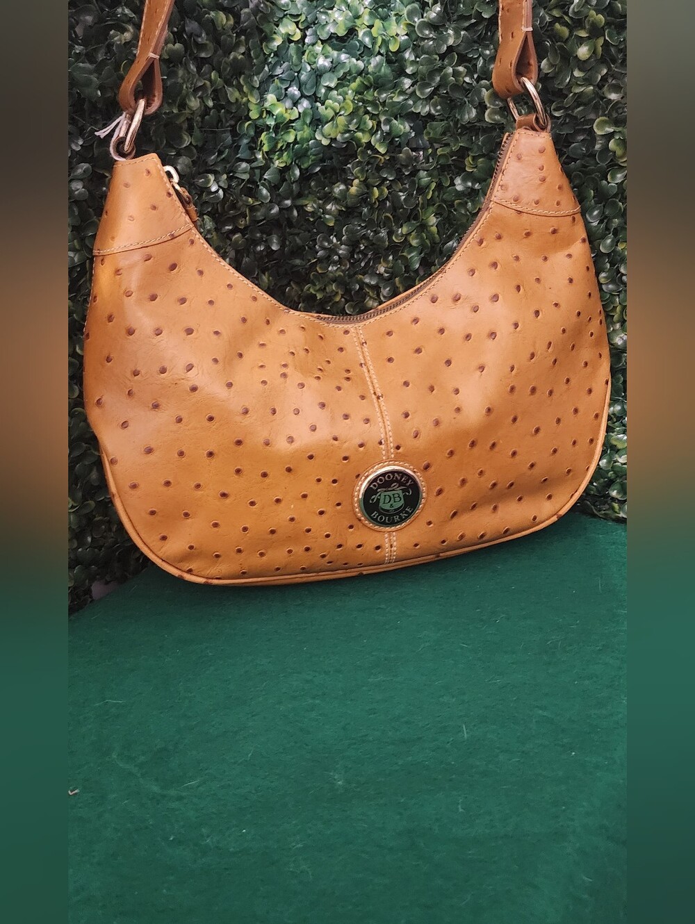 Dooney & Bourke Tan Ostrich-Embossed Shoulder Bag